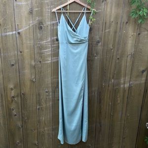 Sage Green Satin Surplice Maxi Dress 🌿 M